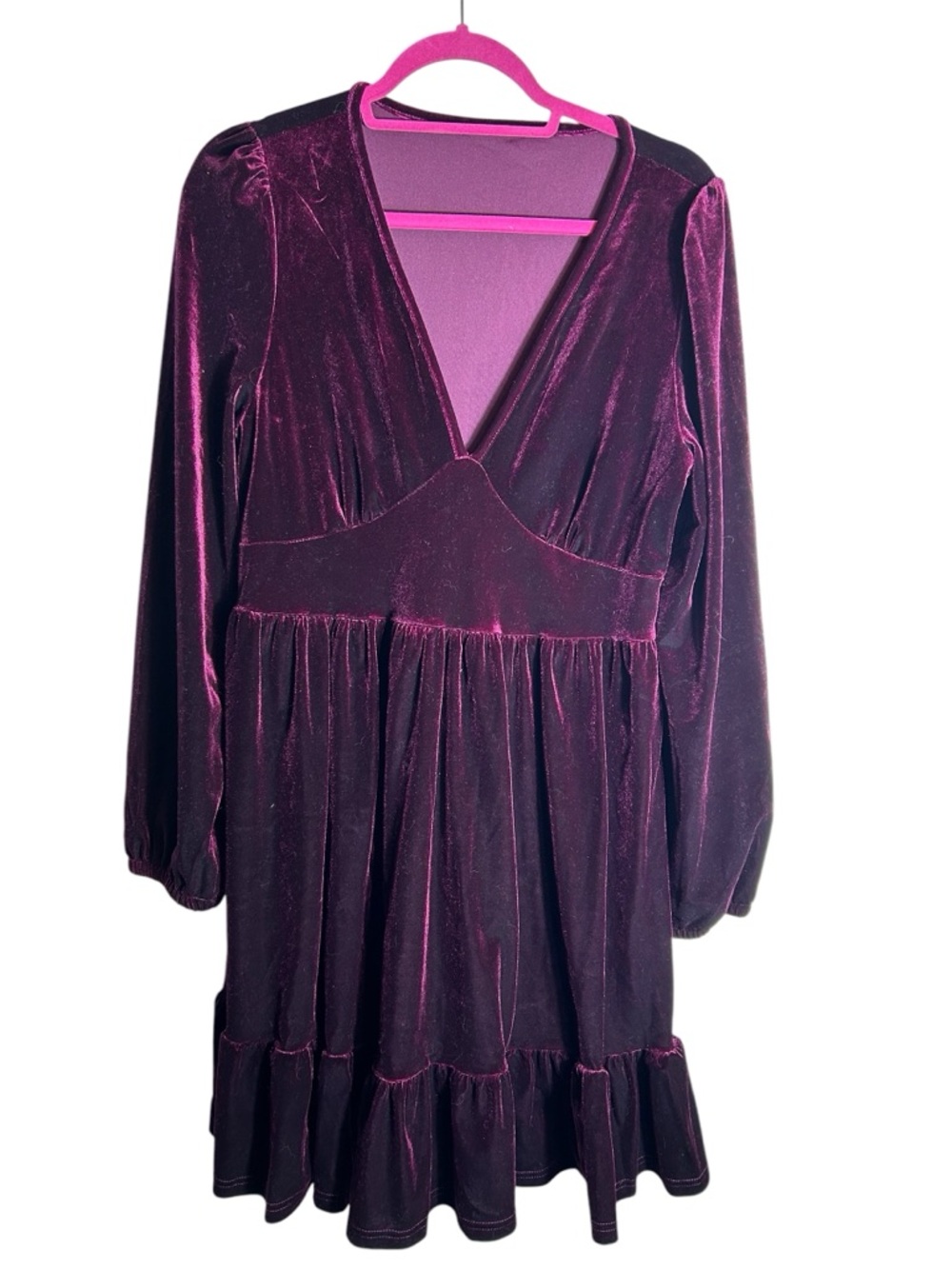 Halara Women’s XL V Neck Long Sleeve Velvet Dress Purple New Renn Fair 2725